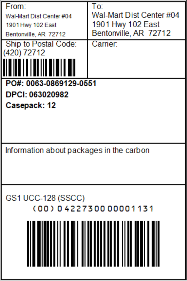 Carton Label Sample BarTender Software | Small Package Individual Carton Label