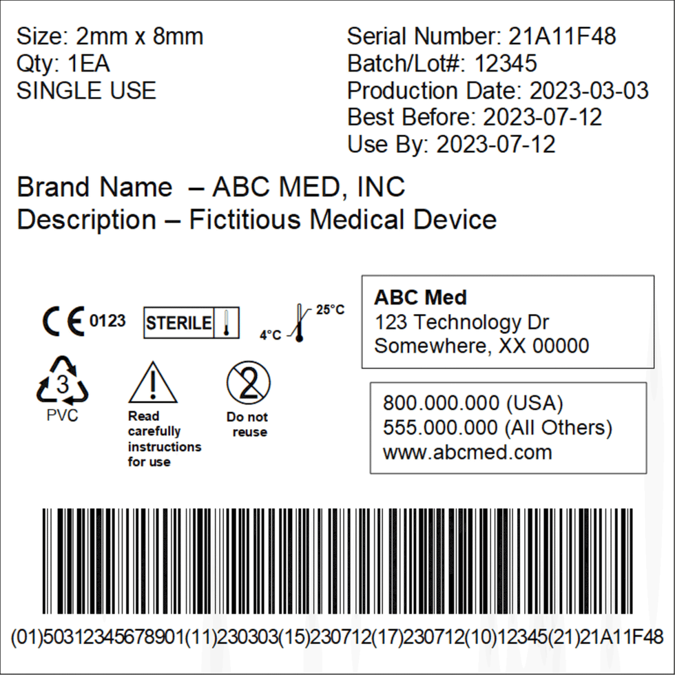 BarTender Software | HEB Medical Device Case Label